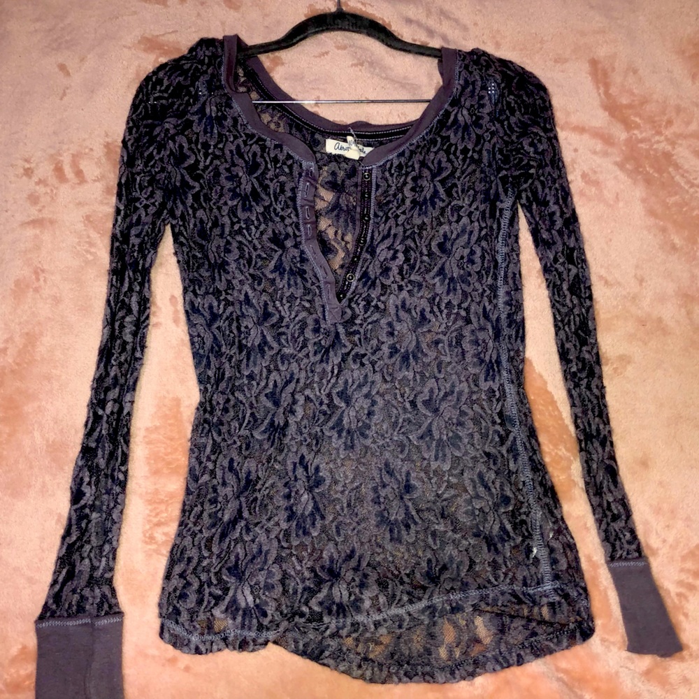 Sheer gray floral top